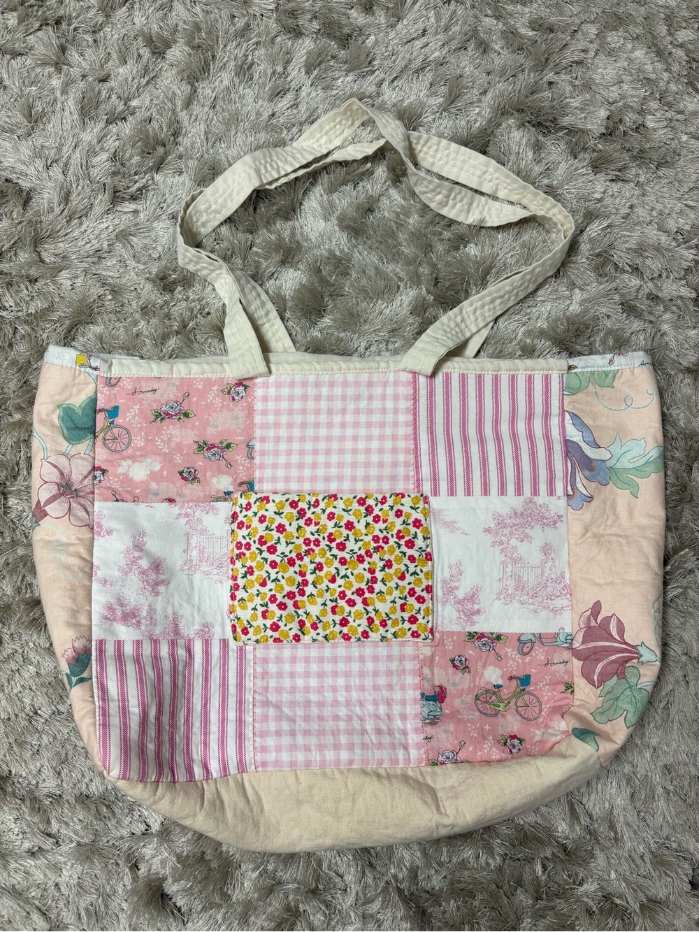 Patchwork Pink Floral Tote Bag